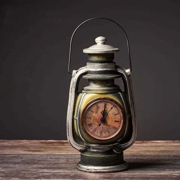 Lamp Clock Vintage Style Desktop Clock Retro Tabletop Decoration Battery Operated Home Living Room Office Decor C260520