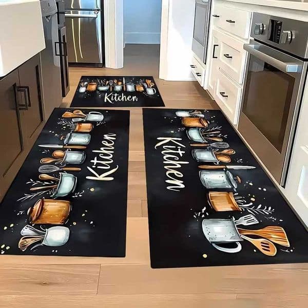 Kitchen Kitchenware Pattern Anti-slip Aisle Mat Runner Rug Easy-to-clean Kitchen Floor Mat Bedroom Bedside Floor Mat Door Mat L260519