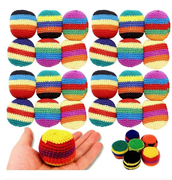STOCK Wholesale Set Hand Made Knitted Sack Juggling Footbag For Beginners Foot Bag Crochet Hacky Ball Free Shipping