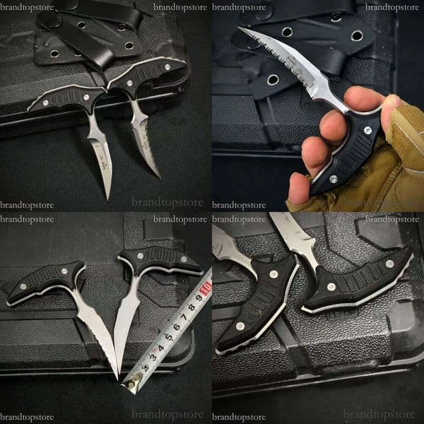folding knife 2Models Claw knife karambit Fixed knife blade Knife 2.44'' D2 Blade, G10 Handles