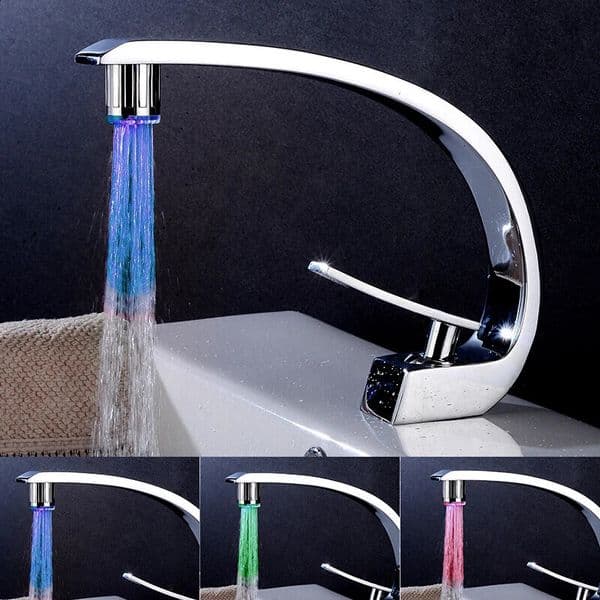 LED Faucet Kitchen Atmosphere Lights Shower Tap Temperature Water Saving Novelty Luminous Faucet Nozzle Head Bathroom Light 260519
