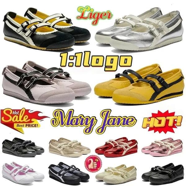 Designer tigers mexico 66 TGRS onitsukashoes Ballet Flats Mary Jane Shoes Women's Leather Metallic Silver Black Pink Casual Comfortable Flat Sole 2026 New Size