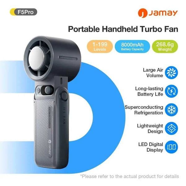 Portable Handheld fan Strong Wind 199 Gear Wind speed LED Digital Display Adjustable Turbo Portable Outdoor Handheld 8000mAh T260520