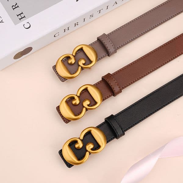 Luxury Brand Designer Classic Women's Belt Made Of Genuine Leather With Cross Pattern, Fashionable And Versatile, Smooth Buckle Belt For Women's Jeans, Waist Belt