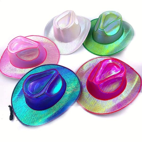 Lights Cowboy Cowgirl Hat with LED Light Up Cap Luminous Western Cowboy Hat Pearlescent Cowgirl Hat for Dancing Party Dress Up 260520