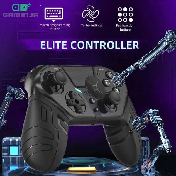 GAMINJA Wireless Controller Dual Vibration Gamepad With Programmable Turbo Function For Console PC Joystick H260519