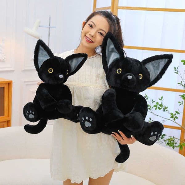 New cute black German cat plush toy large stuffed doll gift for girlsL260520MTKD