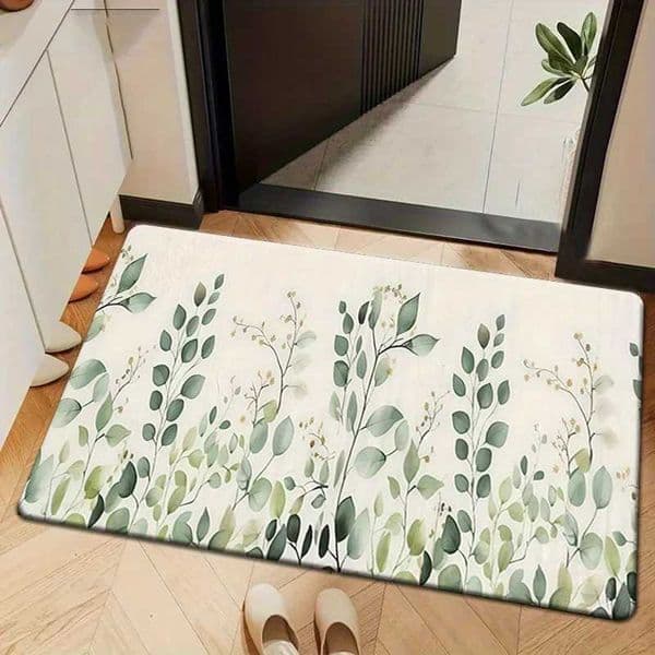 1pc Green Leaf Pattern Kitchen Mat Natural Botanical Design for Bathroom Bedroom Living Room Decoration floor matZHR260520
