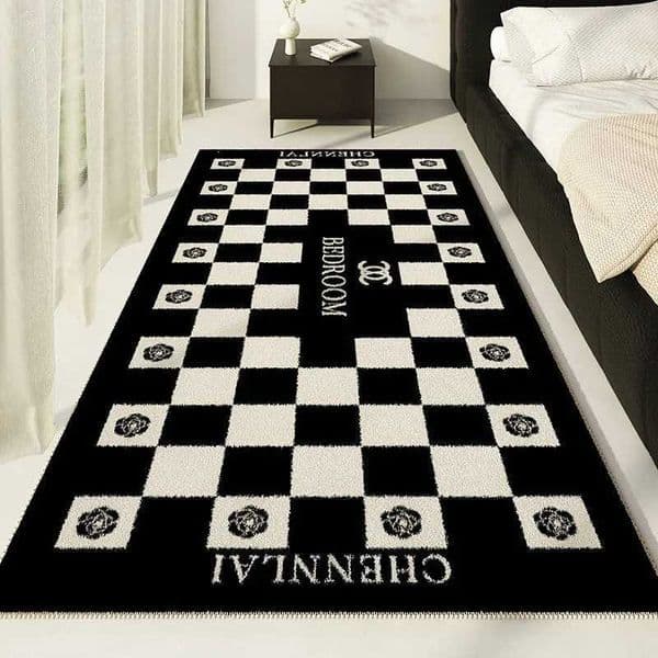 VIKAMA French Light Luxury Black And White Living Room Carpet Superior Bedroom Bed Dirt Resistant Carpet Home DecorationZHR260520