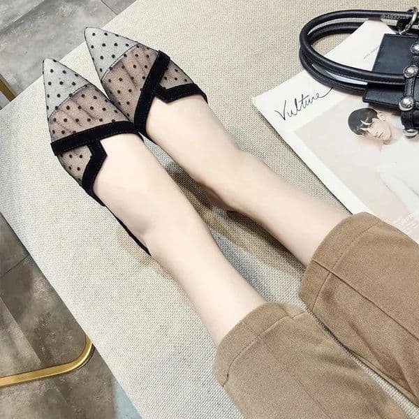 Slippers Mesh Woman Polka Dots Shoes For Women Korea Style Stylish Slides Top Designs H Sandal Summer Footwear 39 Casual Sandals