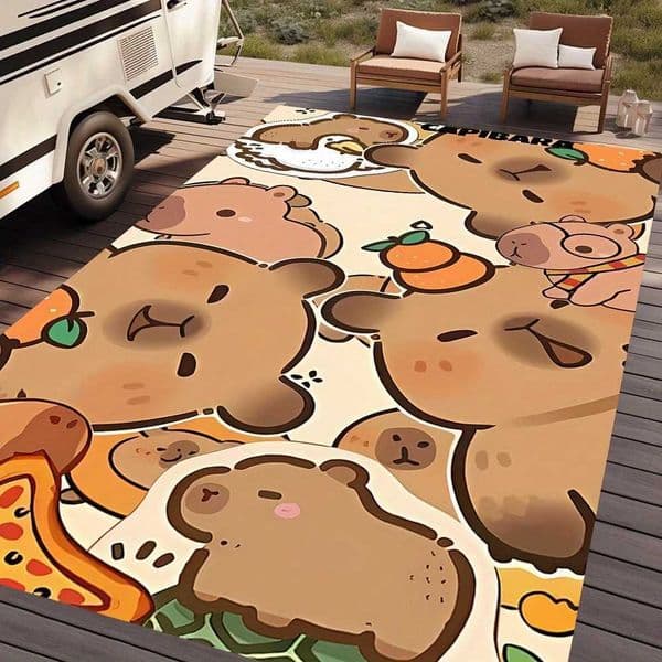 Cute Capybara Cartoon Carpet Mat Rug Home Decoration for Kids Room Living Room Playful Animal Design Living Room Decoration L260519