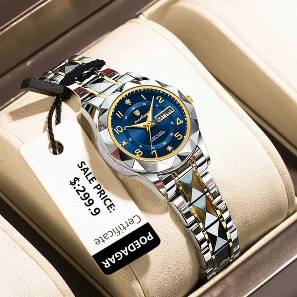 POEDAGAR Luxury Womens Watches Waterproof Luminous Date Week Ladies Watch for Female Quartz Stainless Steel Dress Women WatchT260520
