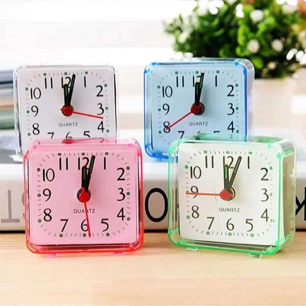 Bedside Small Alarm Clock Quartz Battery Square Candy Color Student Bedroom Alarm Clock Silent Table Clock For Child Desk Alarm C260520