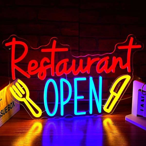 Restaurant Open Neon Sign Dimmable Kitchen LED Neon Light USB Commercial for Store Business Snack Shop Fast Food Wall Decor H260520