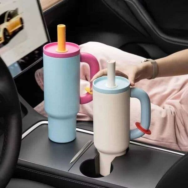 New Dopamine 304 Stainless Steel Insulated Large Capacity Handle Straw Car Portable Cold-Keeping Ice Cup 26L0520