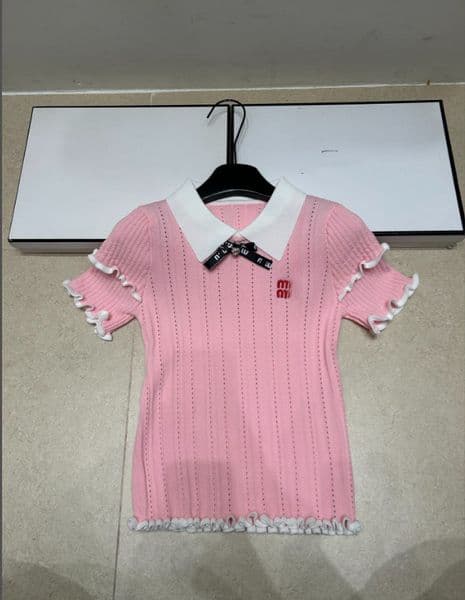 Milan Runway Women Knits 2026 New Summer Fashion Designer Tees Brand Same Style Tops
