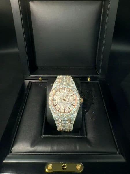 Mens moissanite watch 925 Silver Material Diamond Set Dial Light Luxury Craftsmanship Water Resistant Luminous Versatile and Stylish Wearing with box