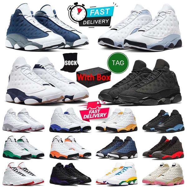 New Style Nice Kicks 13s Fire Sneakers Basketball Shoes High-tops Men Women Blue Grey Green Black Red White Bred CNY Navy Wheat Wolf Grey With Box