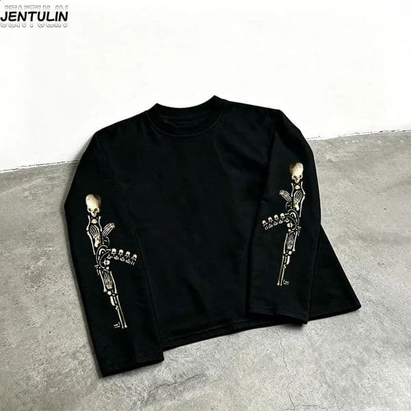 Punk Print Top Y2k Mens Long Sleeved T-shirt Street Wear Gothic Mens Long Sleeved T-shirt Harajuku Macho 2000s Harajuku Tops 260515
