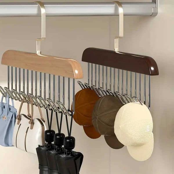 Wooden Clothes Hanger With 8 Hooks Bra Space Saving Hangers Heavy Duty Wooden Hanger With 360Rotating Hooks Closet Wardrobe C260520