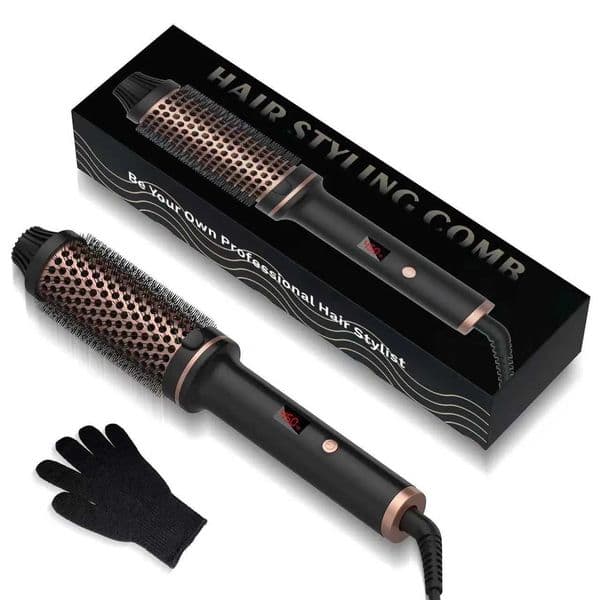 Double PTC Hair Curler Fast Heating 38MM Thermal Brush Ceramic Heated Hair Curling Comb Ionic Hair Straightener Brush For Travel T260520
