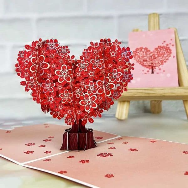 1pc -up 3D Greeting Card with Envelope Giving Tree Pattern Hot Silvery Shine Valentines Day Wedding Festive Party Gift L260520