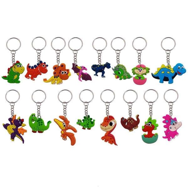 16pcs Cartoon Dinosaur Keychain Mini Cute Animal keyring Classroom Prizes Birthday Graduation Ceremony Party Favors M260520