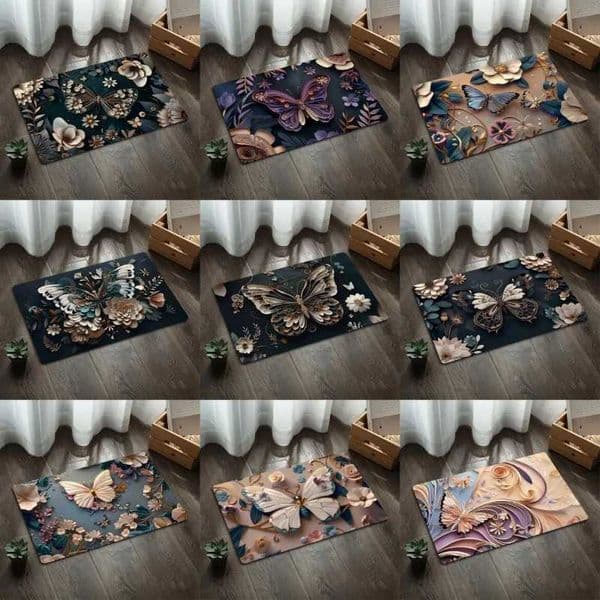 3D Butterfly Diatom Mud Floor Mat Bathroom Water Absorbing Anti Slip Mat Toilet Door Rubbing Anti Slip Quick Drying Foot MatZHR260520