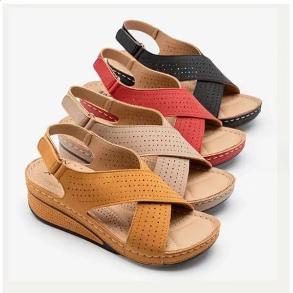 2024 summer Outdoor comfortable Women Sandals Hollow Wedges walking shoes Female Casual Slope heel breathable sandals 260520