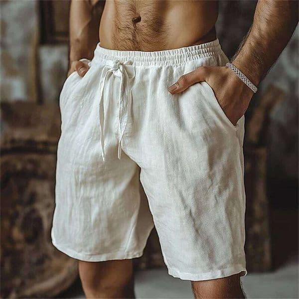 2026 New Solid Color Casual Beach-Ready Breathable Comfort Straight-Leg Shorts Hawaiian Holiday Men's Pants 26W0520