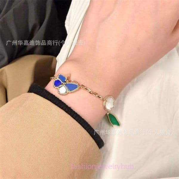 designer bracelet vanly cleafs bracelet 26 Ladybug Blue Butterfly Bracelet Four-leaf Clover LUCKY Limited Floral Bracelet for Women