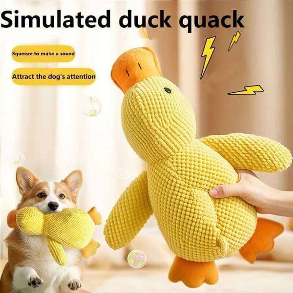 Dog Plush Companion Bite Resistant Teeth Grinding Relief Duck Sound Toy Interactive Pet Toys GWJ15 26W0520