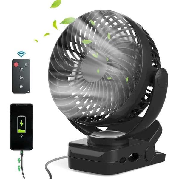 10000mAh rechargeable battery camping fan three-speed remote control with hook 360 rotation T260520