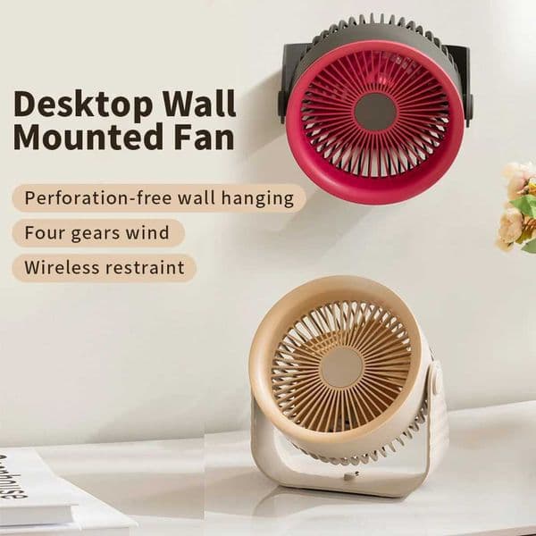 Portable Electric Fan 3600Mah Wireless Air Circulator Fan Cordless Desktop Wall Ceiling Air Cooling Cooler Quiet Ventilator T260520