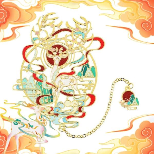 Bulk Office Supplies Wholesale Ancient Chinese Style Auspicious Animal school Myth Spirits Nine-Tailed Fox Koi Fish Phoenix Dragon Stainless Steel Bookmark Dd 17
