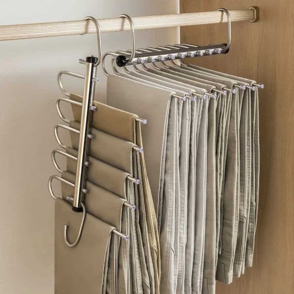 5/9Tier Stainless Steels Pants Hanger Space Saving Closet Organizer Multifunctional Clothes Hanger Holder for Jean Trouser Scarf C260520
