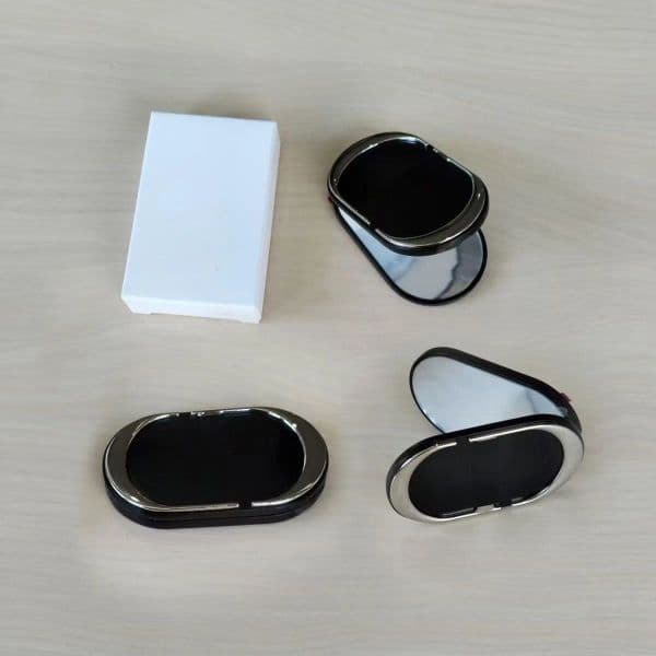 Folding mirror makeup mirror, fashion designer, black portable smooth double-sided makeup mirror, mini travel makeup tool
