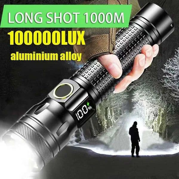 Aluminum Alloy Rechargeable LED Flashlight With Power Display High Power Torch Light Outdoor Waterproof Camping Lantern L260520