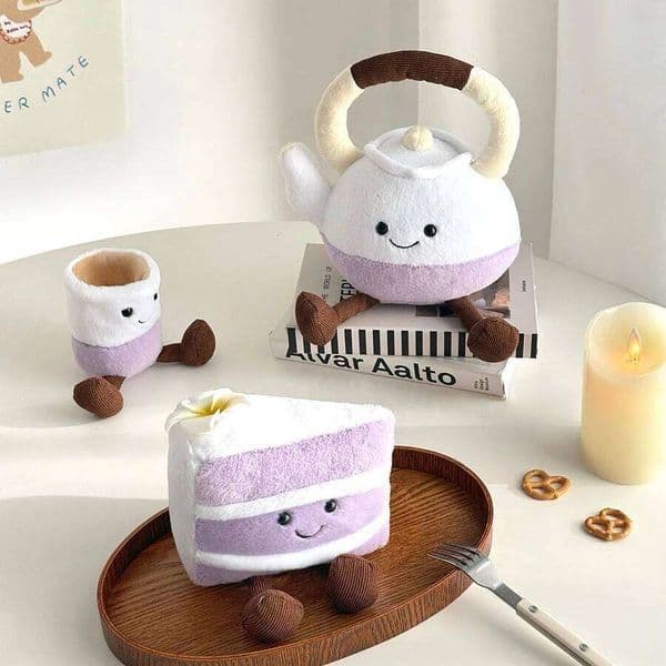 Afternoon Tea Set Plush Toys Cute Teapot Cup Cake Stuffed Dolls Soft For Girl Gifts Home Decor Kawaii Plushies 26L0520