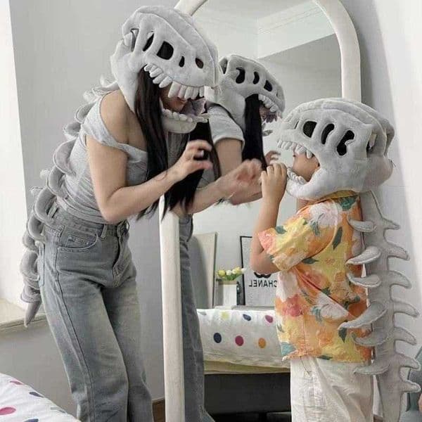 Cute new funny dinosaur skeleton headgear plush toy skeleton hat large-sized doll giftL260520KEYH