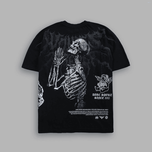 Men's T Shirts 2026 Gothic T-Shirt Praying Skeleton Print Oversized Streetwear Tee Cotton Casual Short Sleeve Fitness Tops