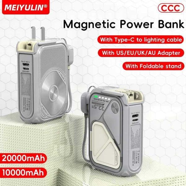 20000mAh Magnetic Wireless Power Bank Stand 10000mAh Portable USB Cable Fast Charging External Battery for iPhone Samsung T260520