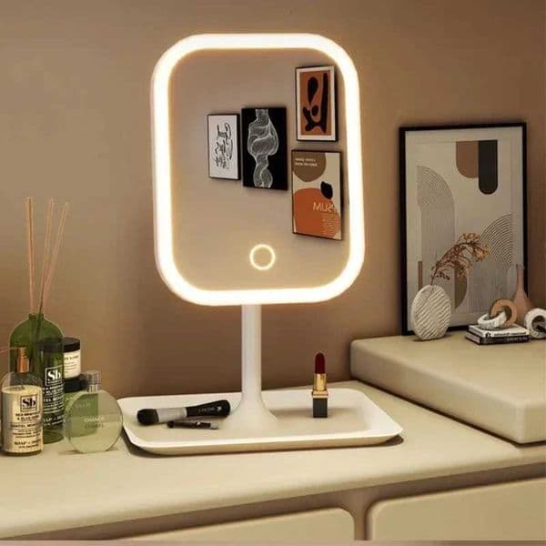 Adjustable Light Rechargeable LED 3 Color Makeup Mirror Touch Control Makeup Mirror for Home Travel Portable CosmeticsT260520