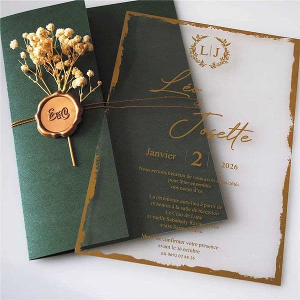 Transparent PVC Wedding Invitation CardsWrapperPersonalized Printed05mm Thickness Flower Not IncludedSeal Need Extra10Pcs L260520