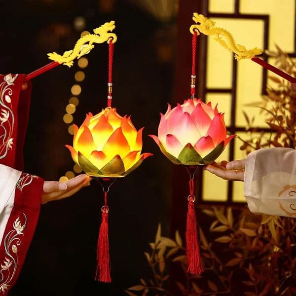 Mid-Autumn Festival Lotus Lantern Hand Held Glowing Light Lotus Lantern Chinese Festive Atmosphere Decoration Prop 260520