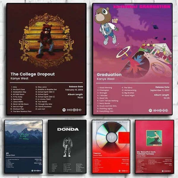 Rapper Hip Hop Pop Singer Kanye West Aesthetic Jesus Music Album Canvas Print Poster Home Wall Art Mural Room Decor J260520