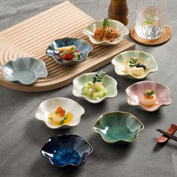 Ceramic Lotus Leaf Jewelry Tray Key Decoration Ornament Sauce Dish for Barbecue Dip Sashimi Sushi Versatile Home Decor 260520