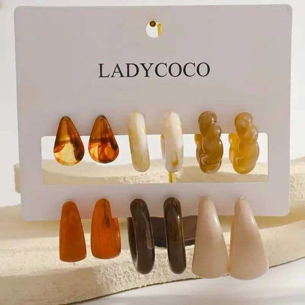6 Pairs Freshness StyleEleagnt C Shaped Acrylic Earring Suitable for Women Multi-Color Eleagnt Luxury Jewelry Gifts L260520