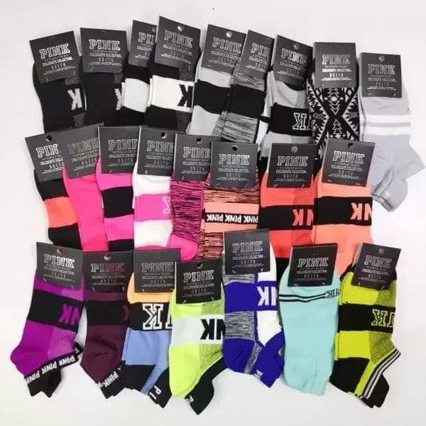 Designer Pink Black Adult Cotton Short Ankle Socks With Tags Sports Basketball Soccer Teenagers gift set Cheerleader New Sytle Girls Women Decoration