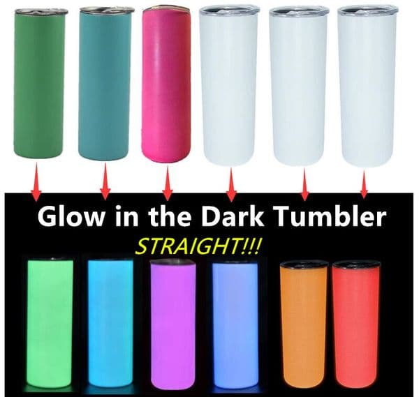 DIY Sublimation Tumbler Glow in The Dark Tumbler 20oz STRAIGHT Skinny Tumbler with Luminous paint luminous Cup magic travel cup